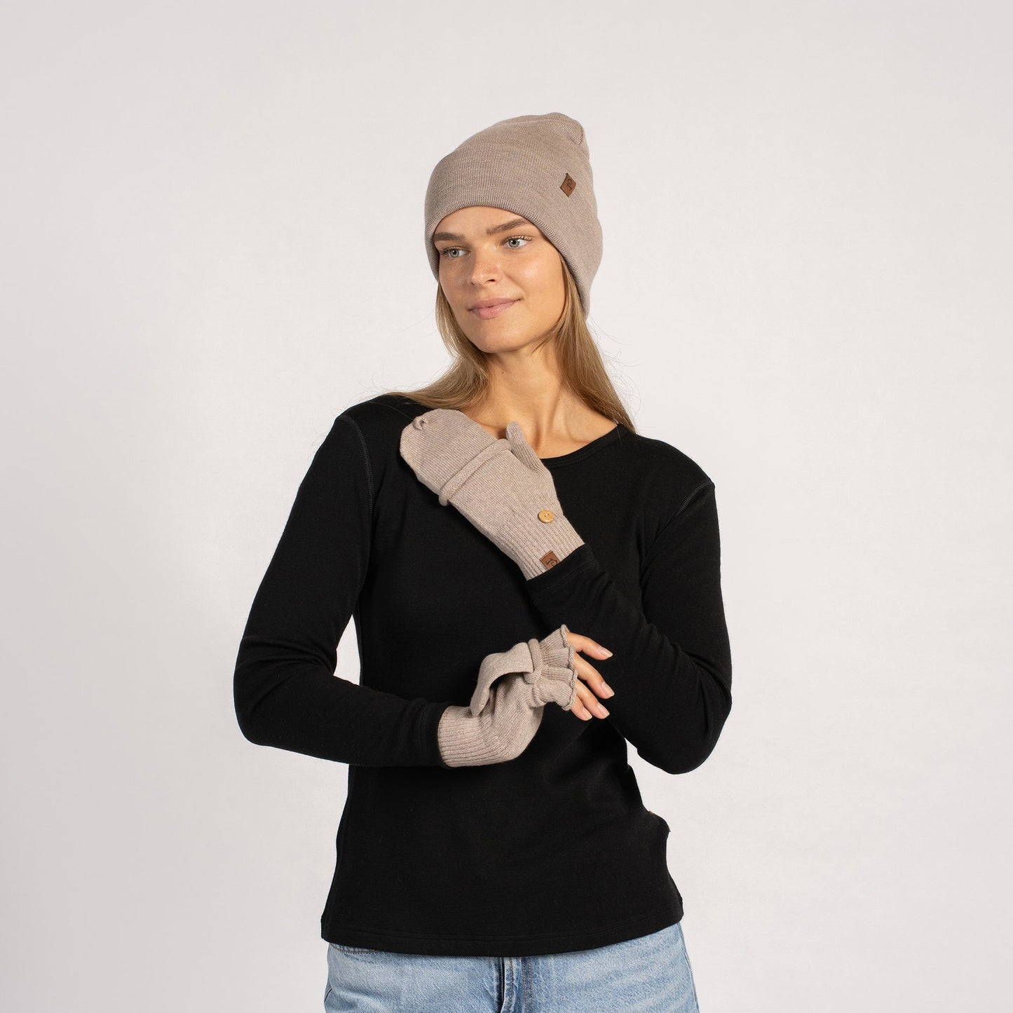 Women's Merino Convertible Gloves & Beanie 2-Piece