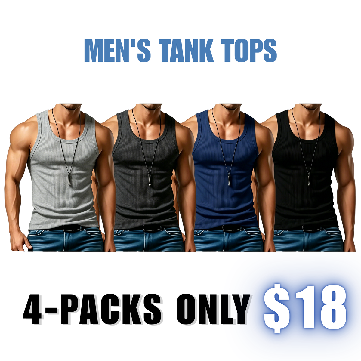 Men’s Wide-Strap Ribbed Tank Top – Comfortable Fit for Everyday Wear & Active Days