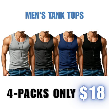 Men’s Wide-Strap Ribbed Tank Top – Comfortable Fit for Everyday Wear & Active Days