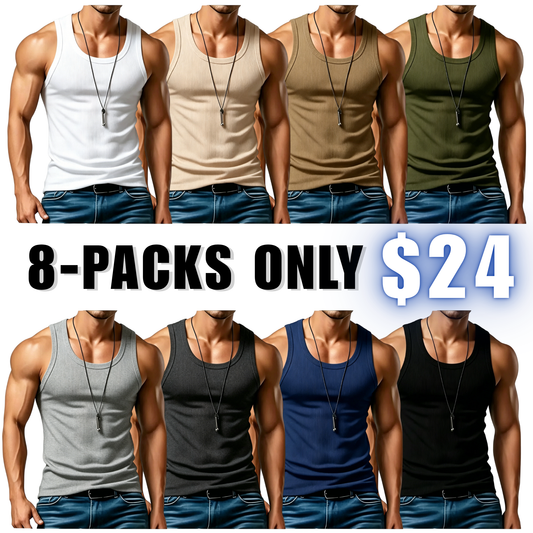 Men’s Wide-Strap Ribbed Tank Top – Comfortable Fit for Everyday Wear & Active Days