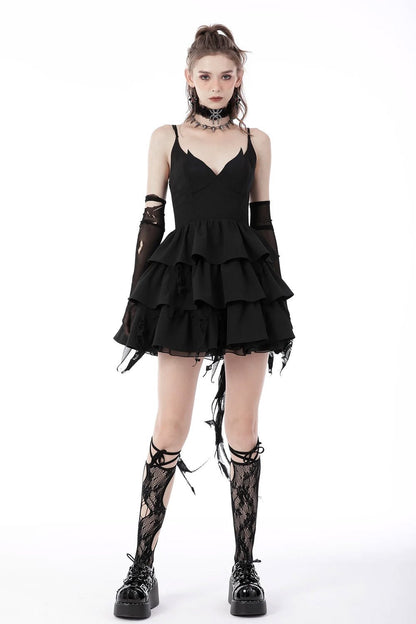 Batling Ruffled Dress with Tattered Train