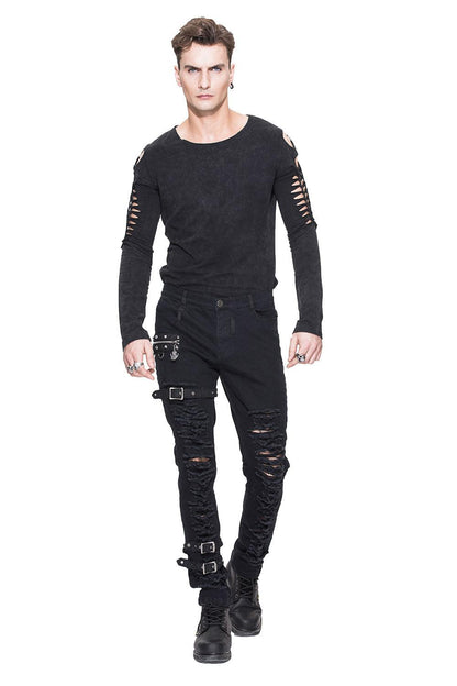 Black Death Distressed Pants