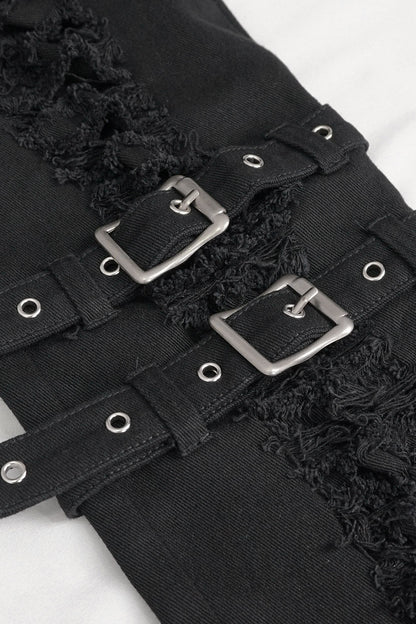 Black Death Distressed Pants