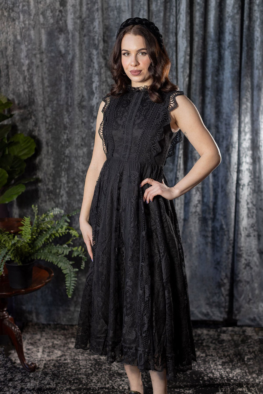 Arabella - Gothic Lace Fit and Flare Dress