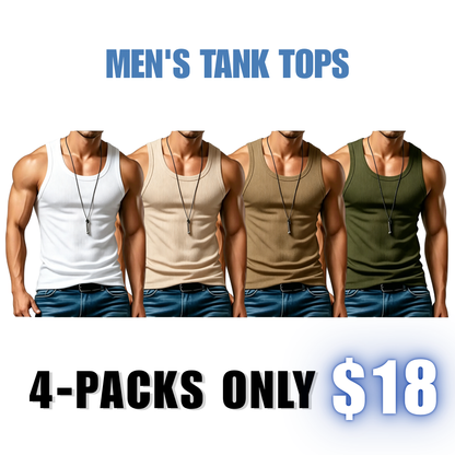 Men’s Wide-Strap Ribbed Tank Top – Comfortable Fit for Everyday Wear & Active Days