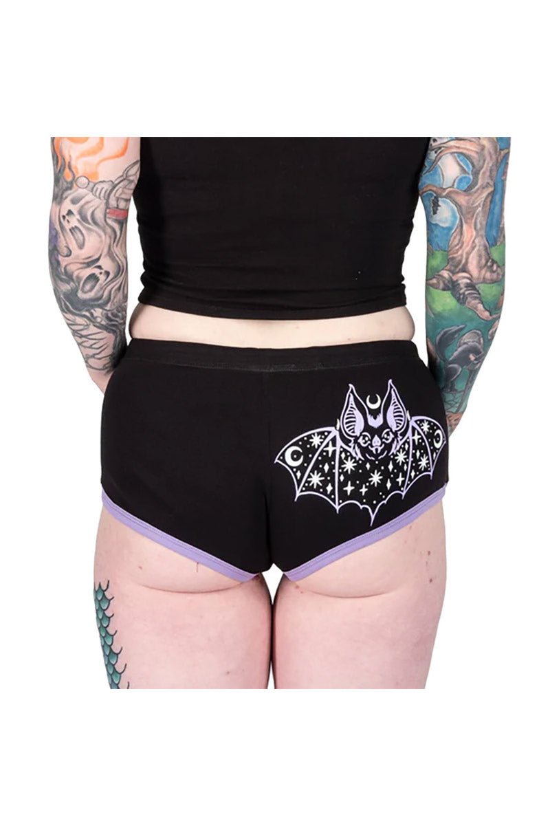 Cosmic Bat Purple Trim Short Shorts