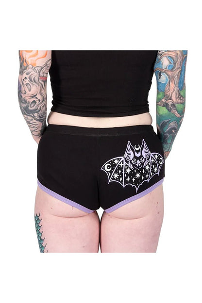 Cosmic Bat Purple Trim Short Shorts