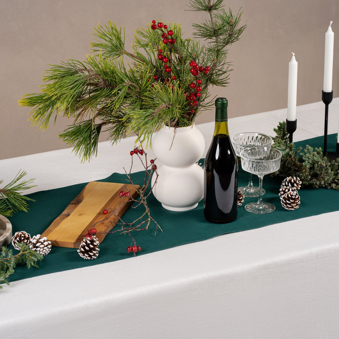 Linen Table Runner Dark Green
