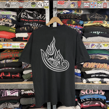 Y2k Tool Flaming Eye Washed Black Tee