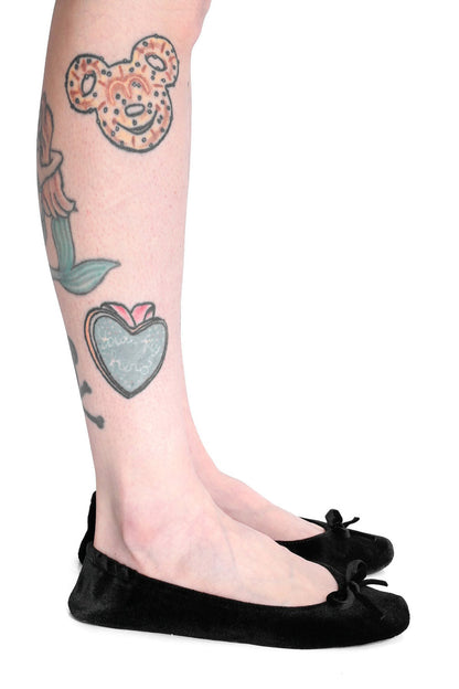 Black Velvet Folding Flats