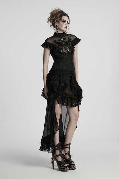 Aurora Ruffled Rose Lace Top