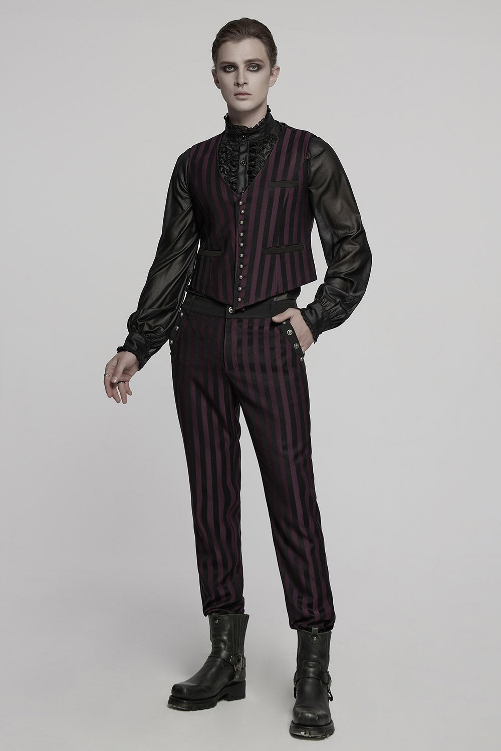 Crimson Manor Striped Pants [Black/Red]
