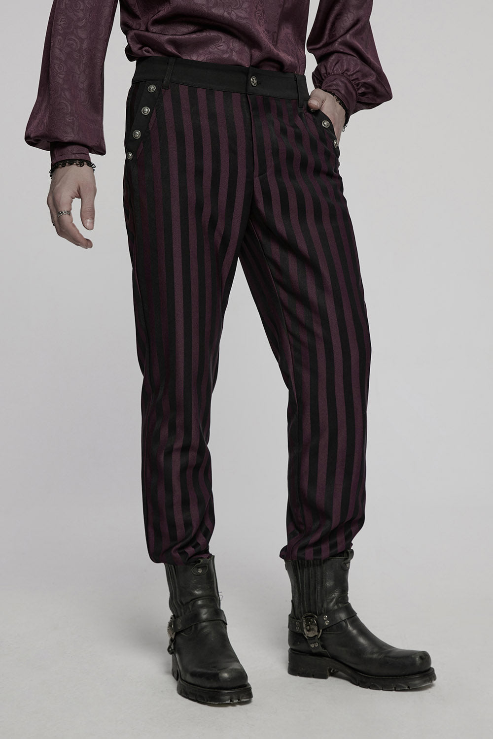 Crimson Manor Striped Pants [Black/Red]