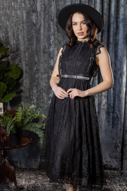 Arabella - Gothic Lace Fit and Flare Dress