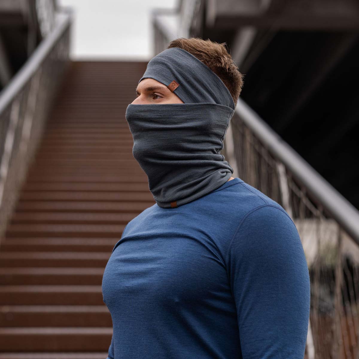 Men's Headband & Gaiter 2-Piece Perfect Grey