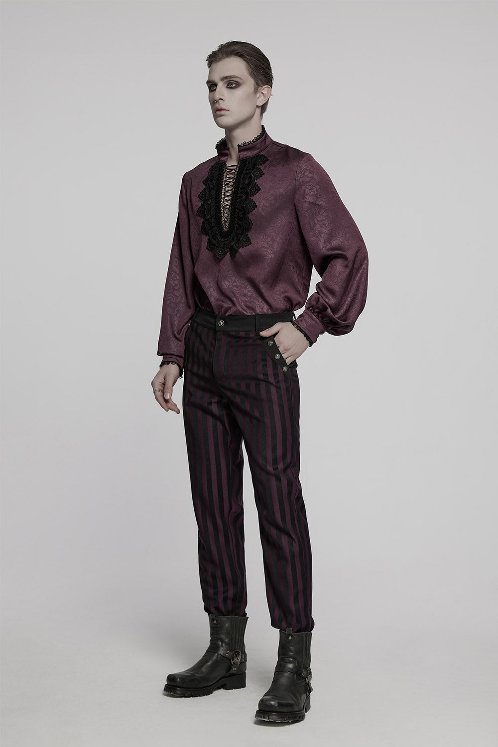Crimson Manor Striped Pants [Black/Red]