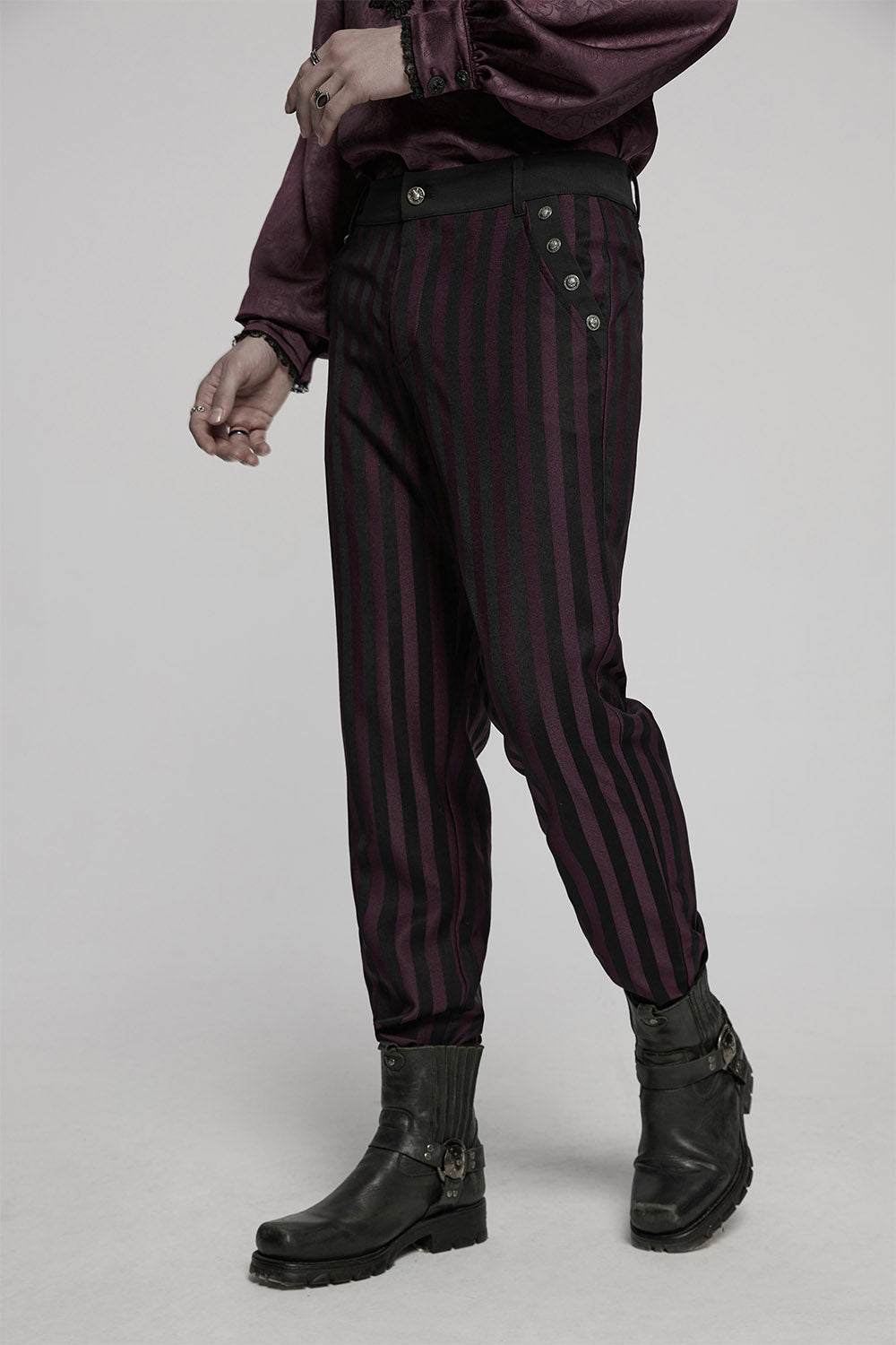 Crimson Manor Striped Pants [Black/Red]