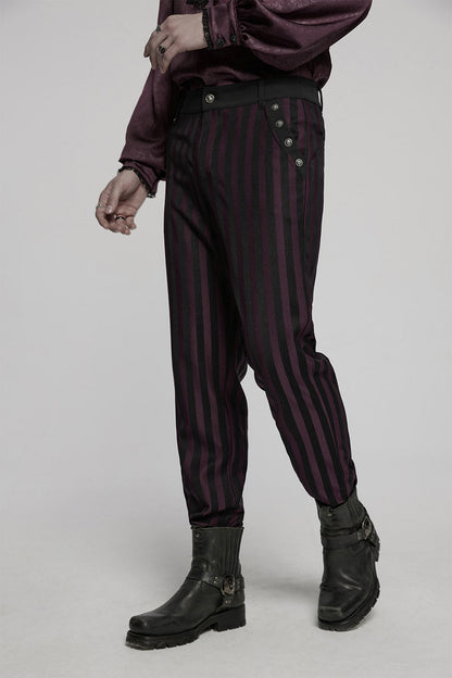 Crimson Manor Striped Pants [Black/Red]