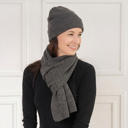 Women's Knit Beanie & Scarf 2-Piece Cashmere Blend