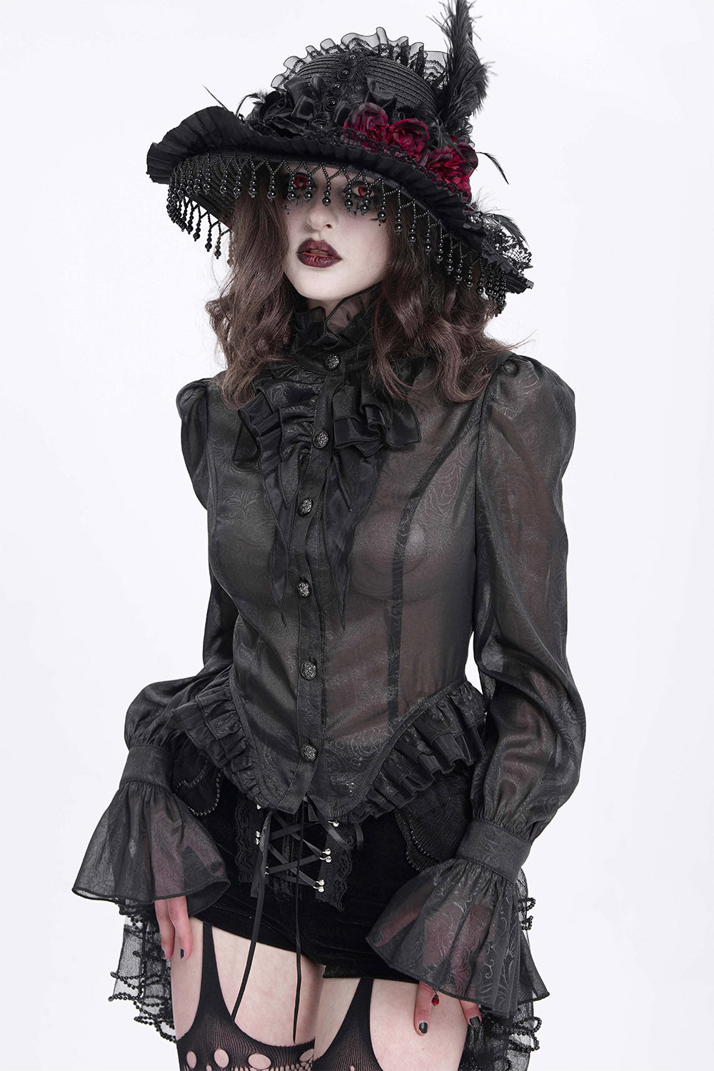 Catacomb Ruffled Mesh Button Shirt