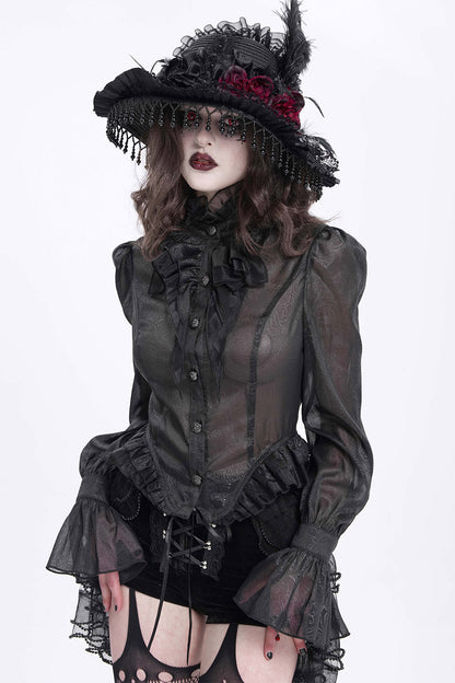 Catacomb Ruffled Mesh Button Shirt