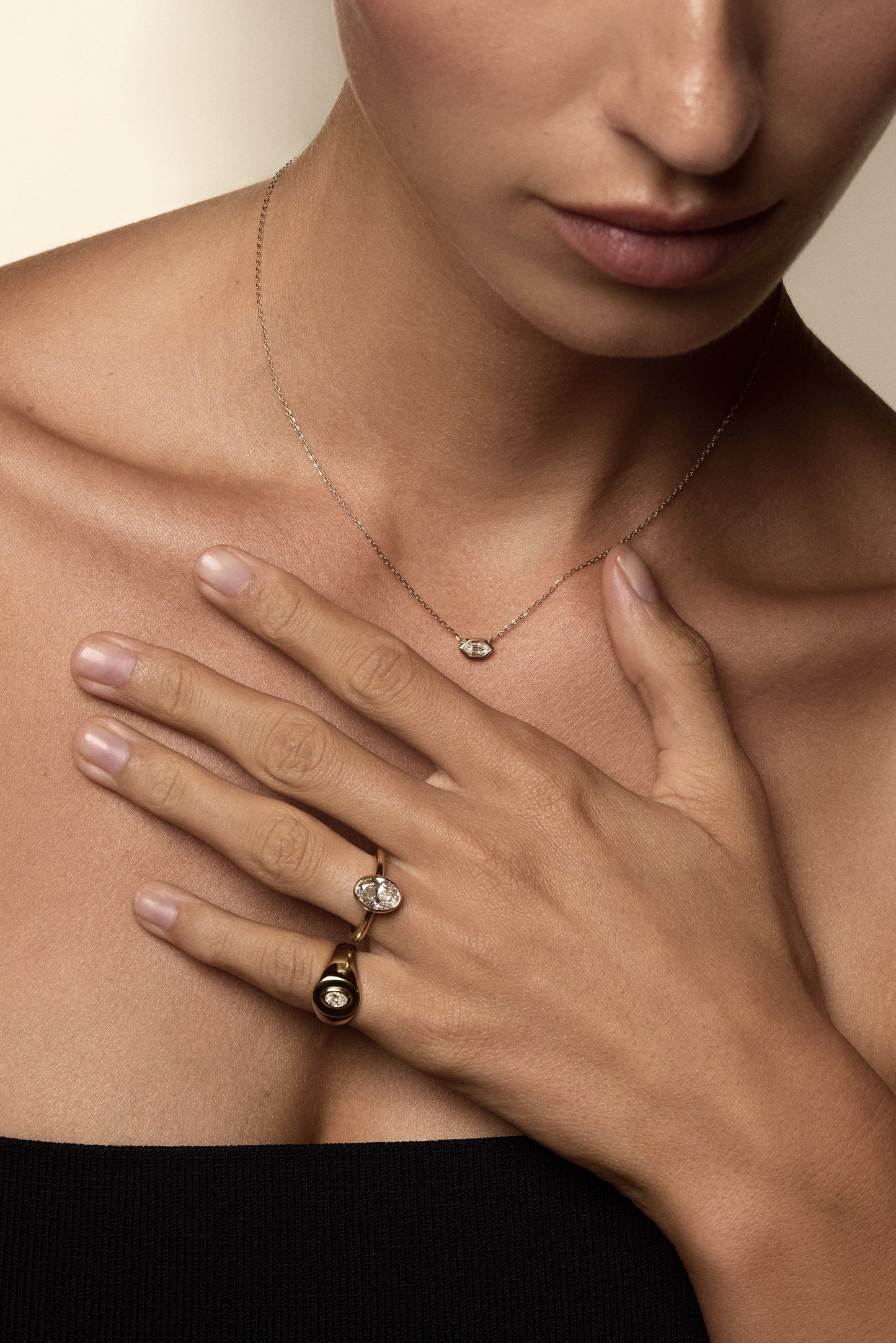 Hexagonal Diamond Necklace | 18K Yellow Gold