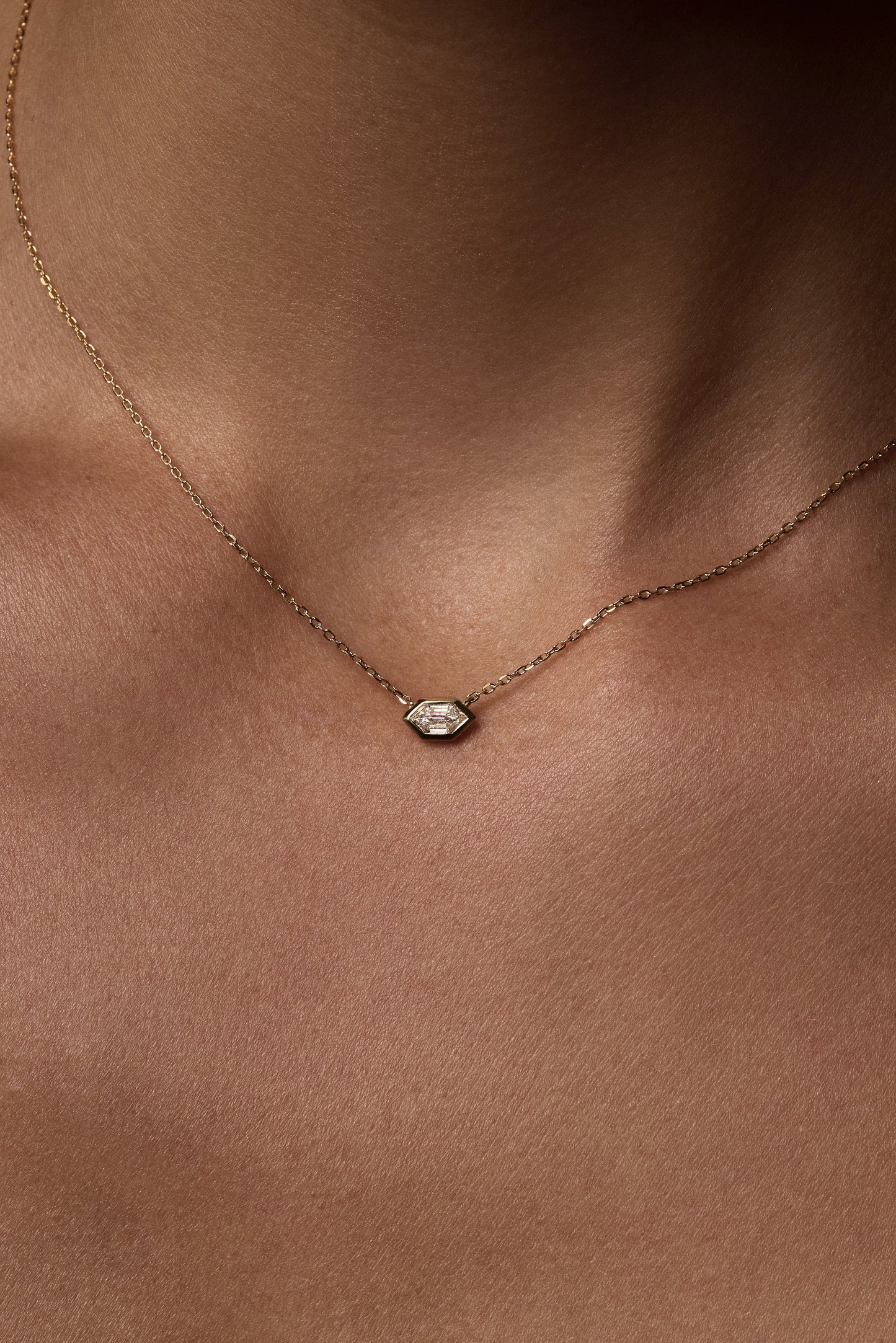 Hexagonal Diamond Necklace | 18K Yellow Gold