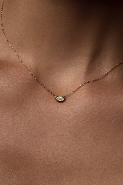 Hexagonal Diamond Necklace | 18K Yellow Gold
