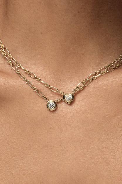 Roma Round Diamond Necklace | Yellow Gold