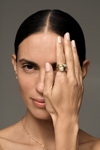 Roma Heart Diamond Ring | 18K Yellow Gold