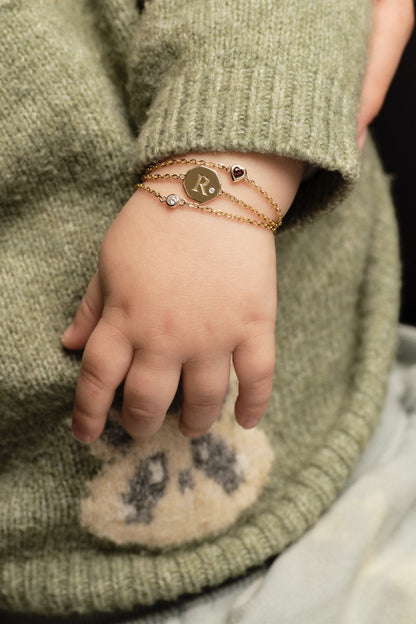 Baby Round Birthstone Bracelet | 9K Yellow Gold