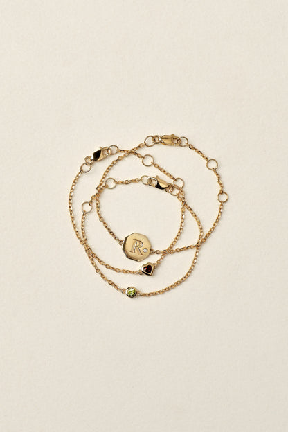 Baby Round Birthstone Bracelet | 9K Yellow Gold