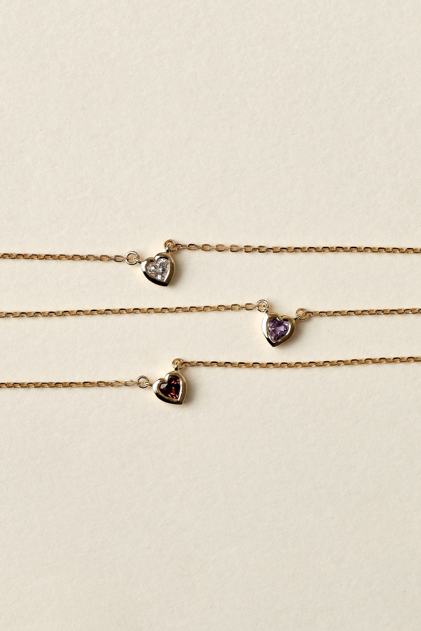 Heart Gemstone Necklace | 9K White Gold