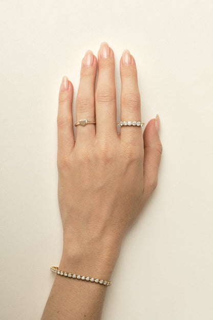Mini Heart Signet Ring | Silver