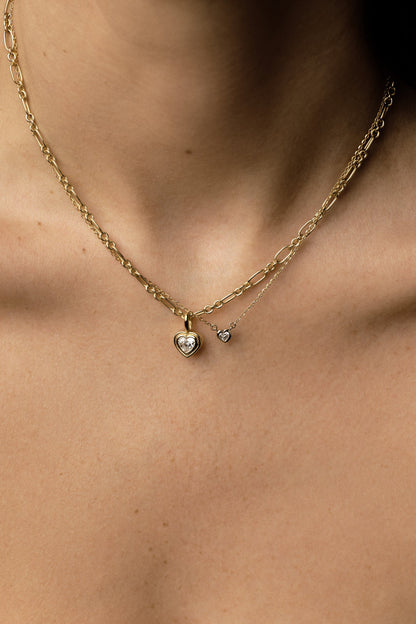 Heart Gemstone Necklace | 9K White Gold