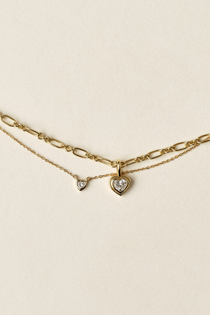 Heart Gemstone Necklace | 9K White Gold
