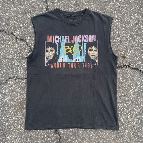 1988 Michael Jackson 'Bad' World Tour Rare Washed Black Cut-Off T-Shirt