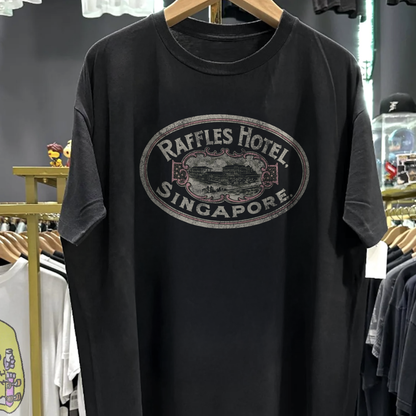Rare Raffles Hotel Singapore Washed Black Tee