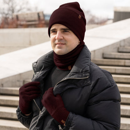 Men's Knit Beanie, Gaiter & Gloves 3-Piece