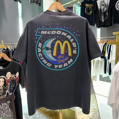 Mcdonald's Racing Thru The Stars - 80's-90's Rare Black Vintage Washed T-Shirt