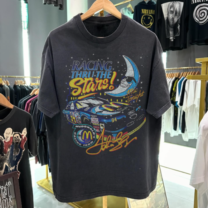 Mcdonald's Racing Thru The Stars - 80's-90's Rare Black Vintage Washed T-Shirt