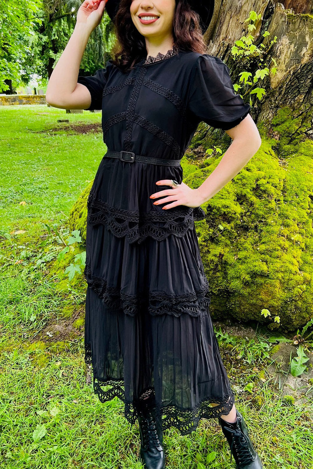 Annabel - Romantic Cottage Goth Tiered Dress