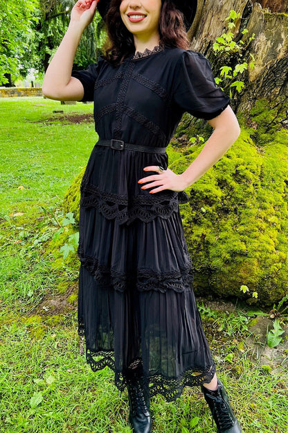 Annabel - Romantic Cottage Goth Tiered Dress