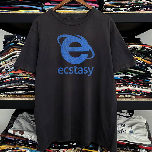 Ecstasy Explorer Parody Washed Black Tee