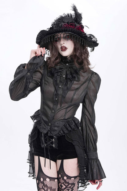 Catacomb Ruffled Mesh Button Shirt