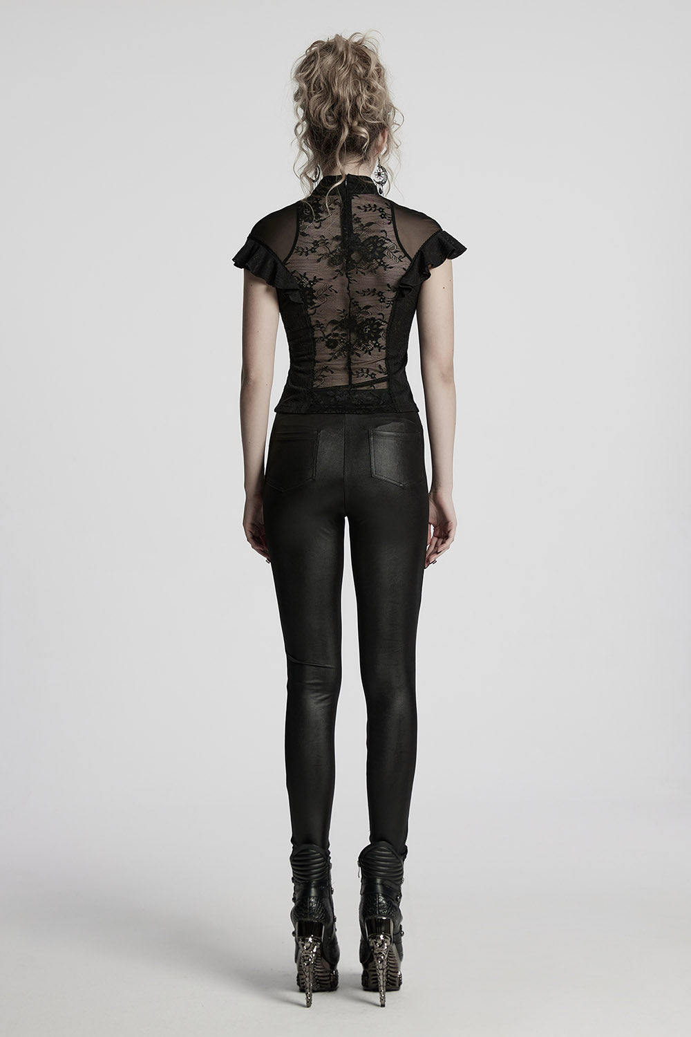 Aurora Ruffled Rose Lace Top